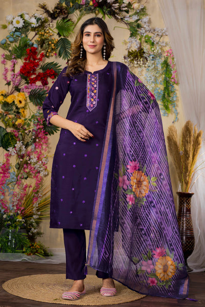 Elegant Straight Kurti Pant Dupatta Set