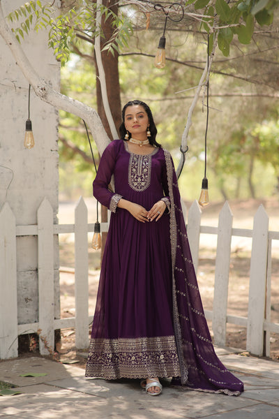 Sequin Embroidered Gown with Dupatta