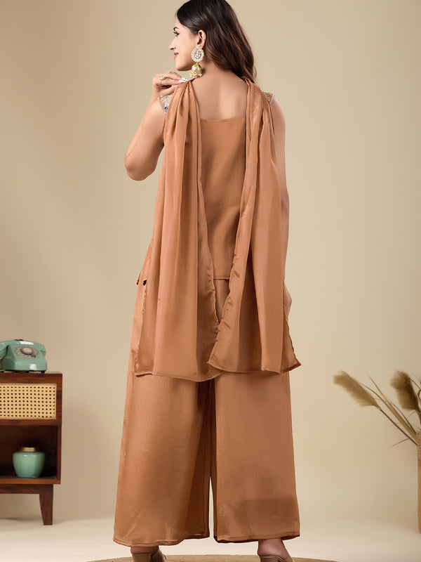 Chinon With Embroidery Top Bottom Suit Set