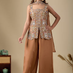 Chinon With Embroidery Top Bottom Suit Set