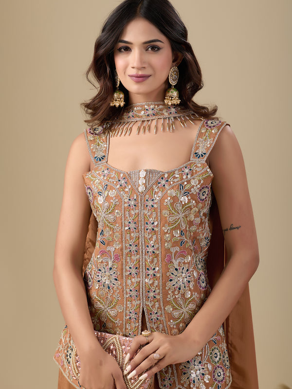 Chinon With Embroidery Top Bottom Suit Set