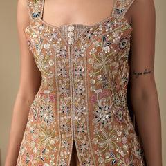 Chinon With Embroidery Top Bottom Suit Set