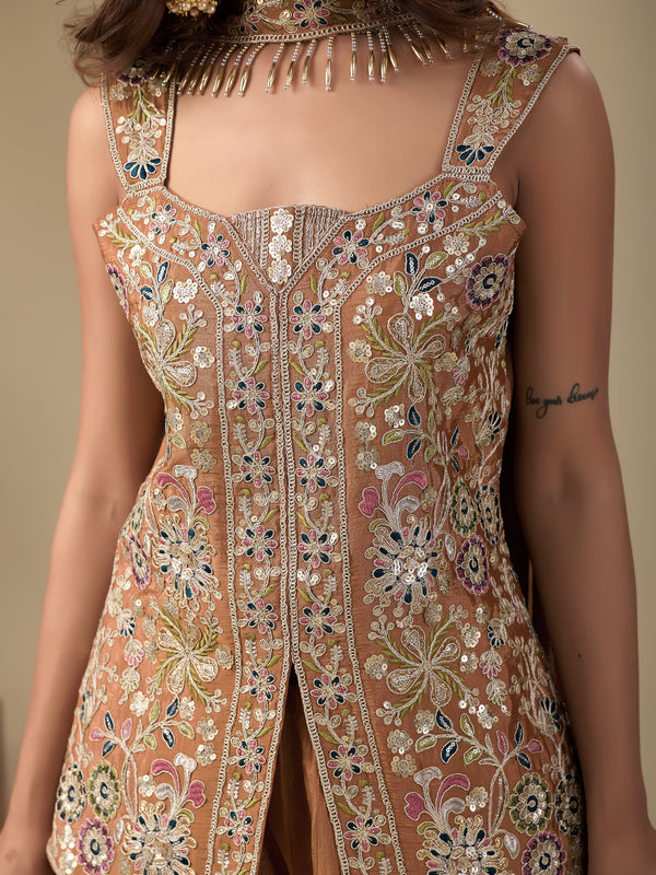 Chinon With Embroidery Top Bottom Suit Set