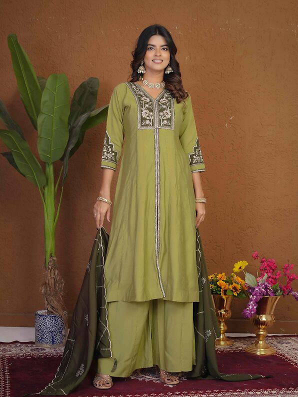 Anarkali Kurti Palazzo Dupatta Set