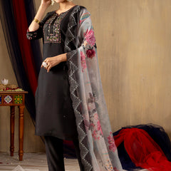 Elegant Straight Kurti Pant Dupatta Set