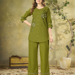Embroidered Cotton Co-ord Set