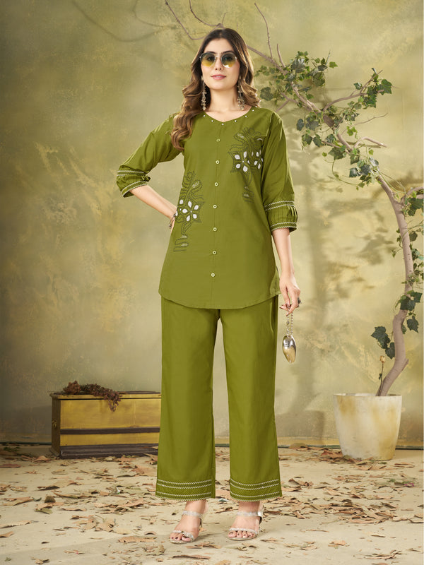 Embroidered Cotton Co-ord Set