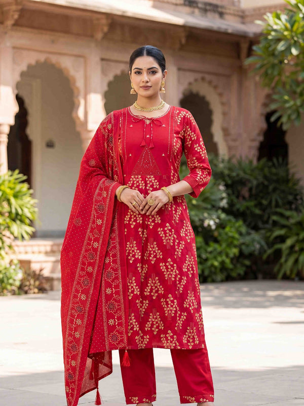 Elegant Straight Kurti Pant Dupatta Set