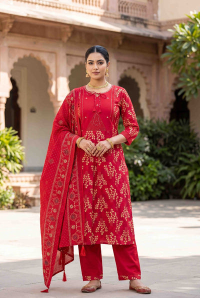 Elegant Straight Kurti Pant Dupatta Set