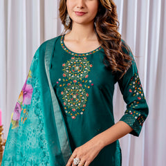 Elegant Straight Kurti Pant Dupatta Set