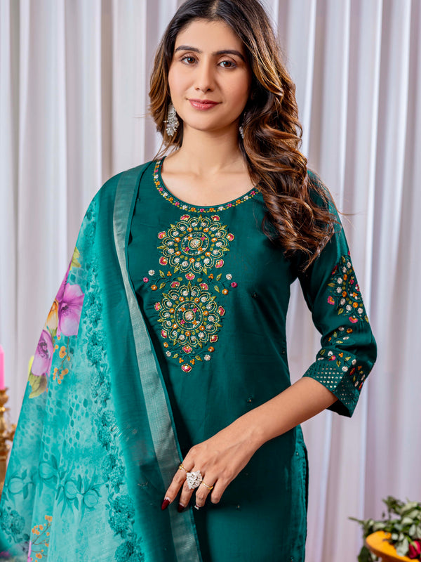 Elegant Straight Kurti Pant Dupatta Set