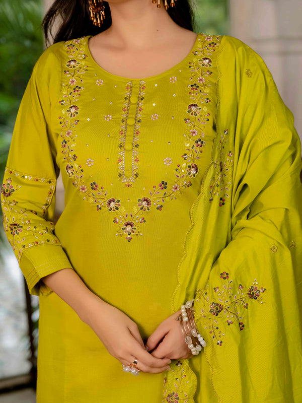 Elegant Straight Kurti Pant Dupatta Set