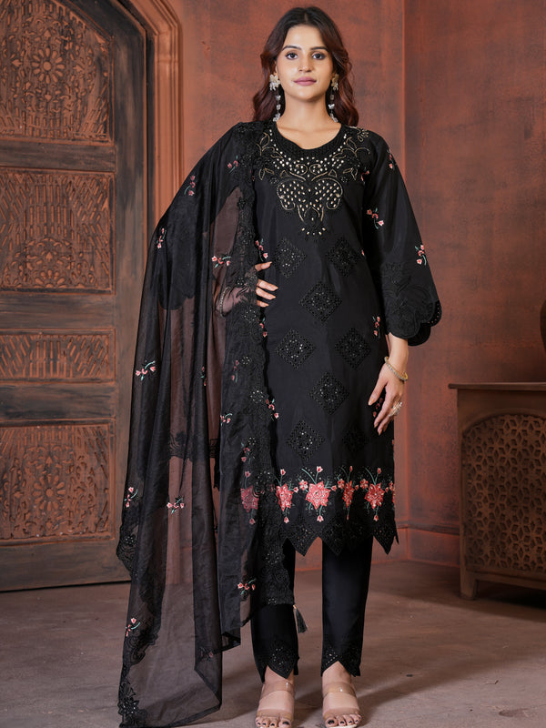 Elegant Straight Kurti Pant Dupatta Set