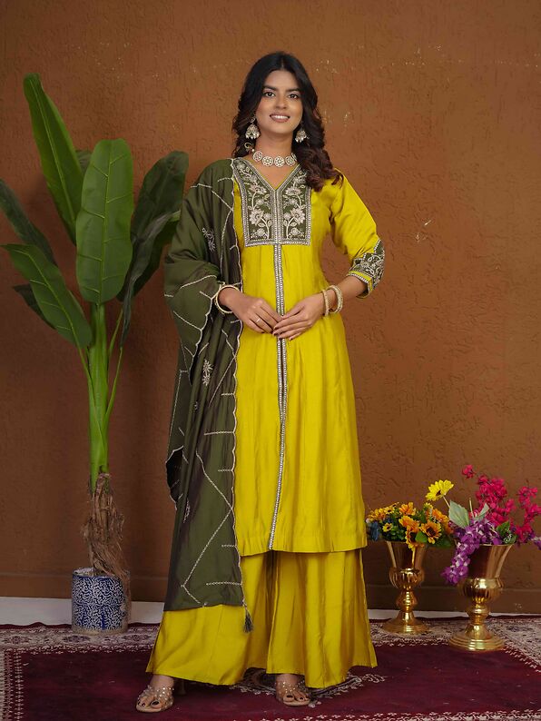Anarkali Kurti Palazzo Dupatta Set