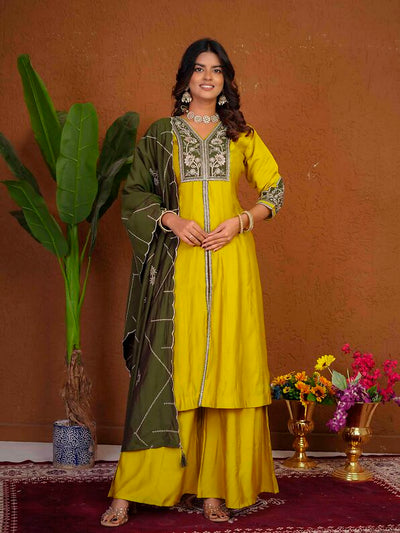 Anarkali Kurti Palazzo Dupatta Set