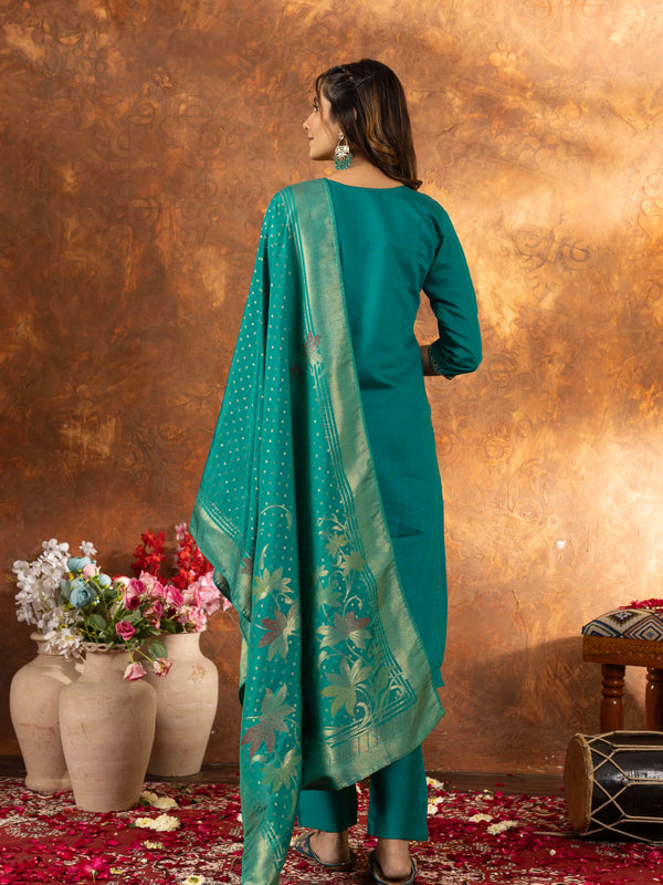 Elegant Straight Kurti Pant Dupatta Set