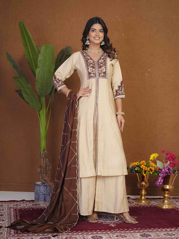 Anarkali Kurti Palazzo Dupatta Set