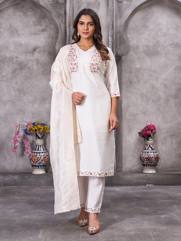 Elegant Straight Kurti Pant Dupatta Set
