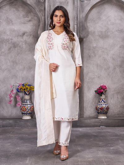 Elegant Straight Kurti Pant Dupatta Set