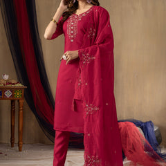 Elegant Straight Kurti Pant Dupatta Set