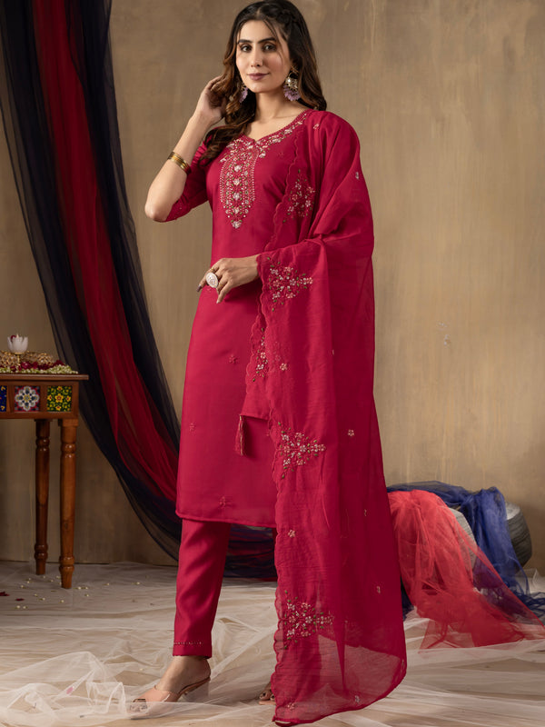 Elegant Straight Kurti Pant Dupatta Set