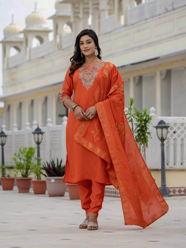 Elegant Straight Kurti Pant Dupatta Set
