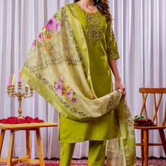 Elegant Straight Kurti Pant Dupatta Set