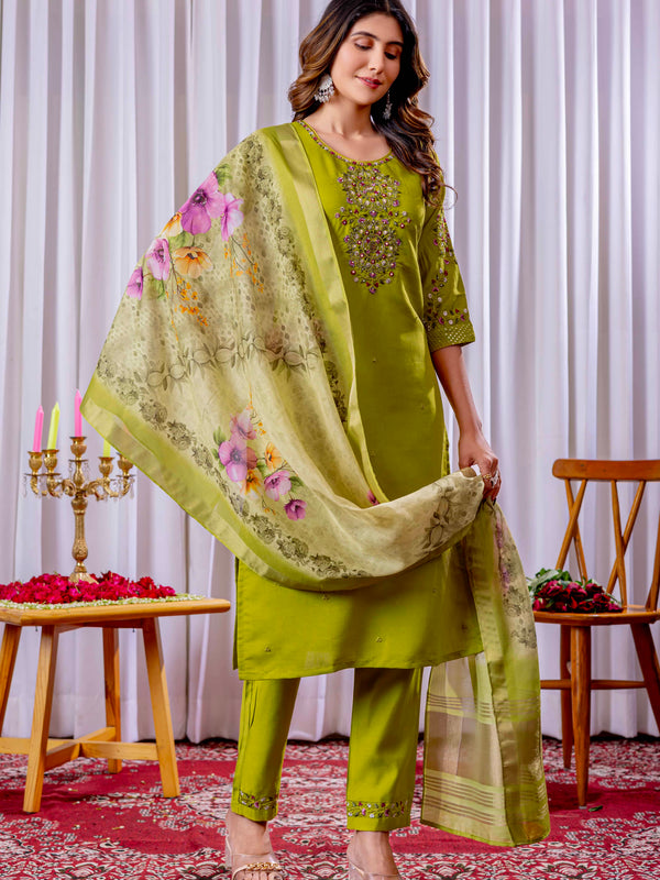 Elegant Straight Kurti Pant Dupatta Set