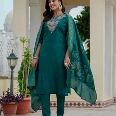 Elegant Straight Kurti Pant Dupatta Set