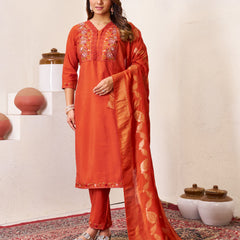 Elegant Straight Kurti Pant Dupatta Set