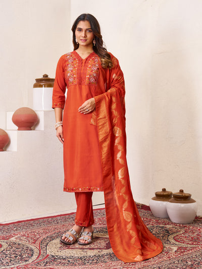 Elegant Straight Kurti Pant Dupatta Set