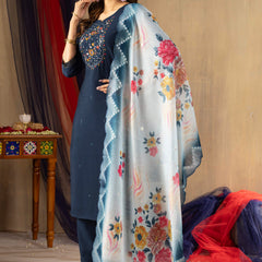 Elegant Straight Kurti Pant Dupatta Set