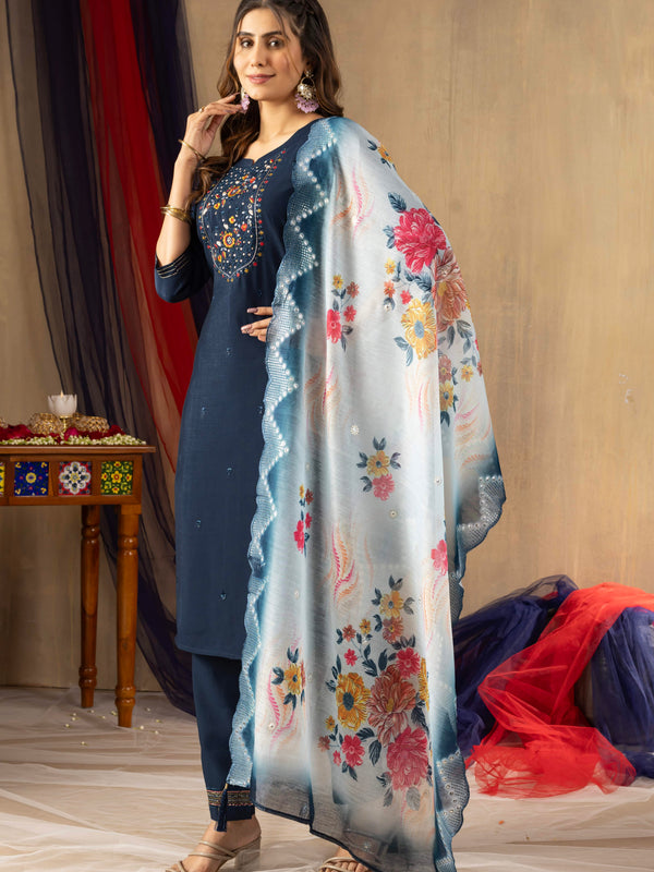 Elegant Straight Kurti Pant Dupatta Set