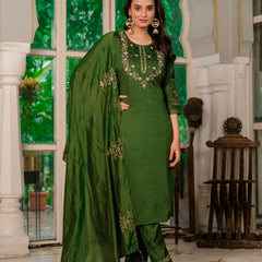 Elegant Straight Kurti Pant Dupatta Set