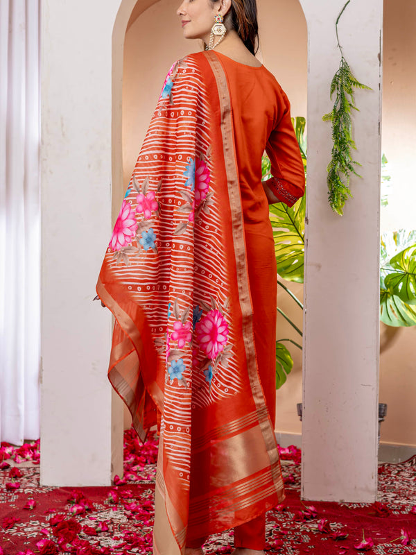 Elegant Straight Kurti Pant Dupatta Set