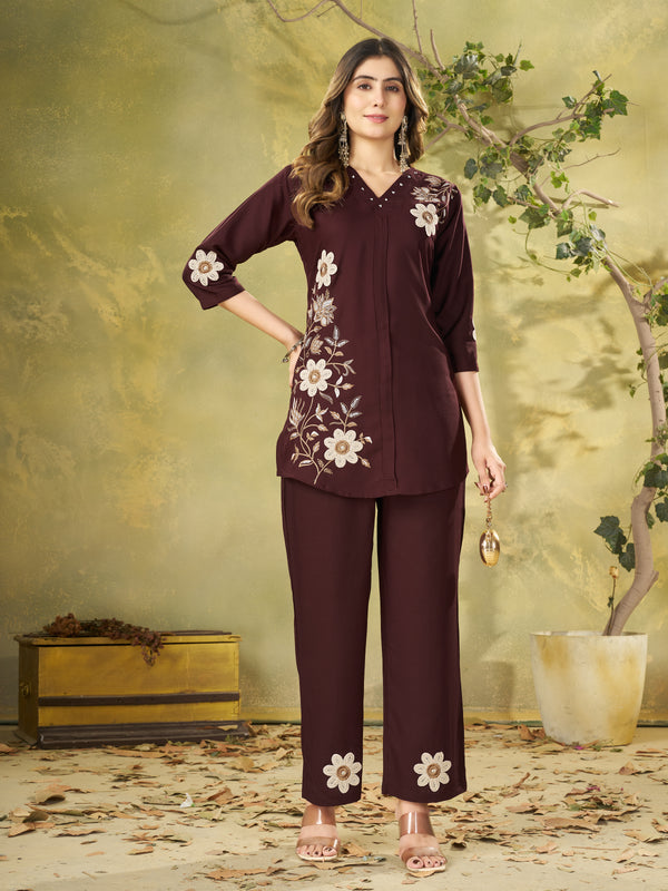 Embroidered Rayon Co-ord Set