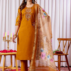 Elegant Straight Kurti Pant Dupatta Set