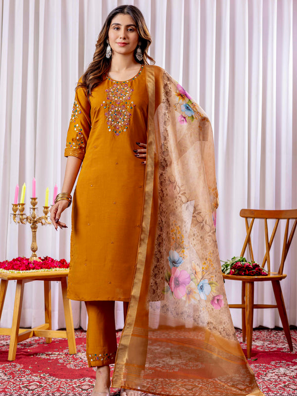 Elegant Straight Kurti Pant Dupatta Set