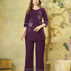 Embroidered Cotton Co-ord Set