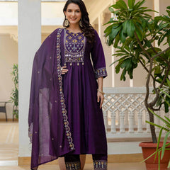 Anarkali Kurti Pant Dupatta Set