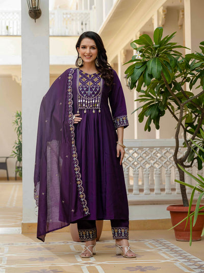 Anarkali Kurti Pant Dupatta Set