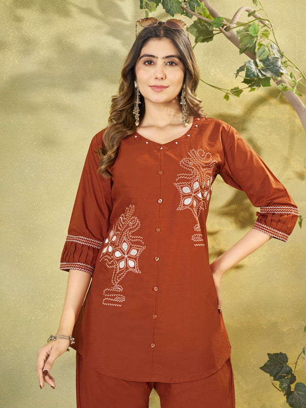 Embroidered Cotton Co-ord Set