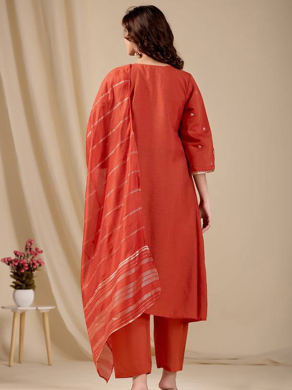 Chanderi Kurti Set with Dupatta