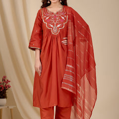 Chanderi Kurti Set with Dupatta