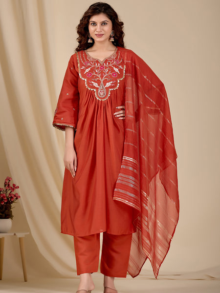 Chanderi Kurti Set with Dupatta
