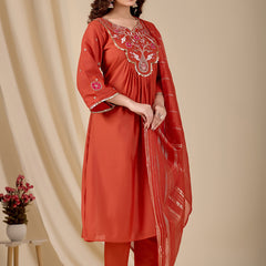 Chanderi Kurti Set with Dupatta