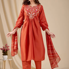 Chanderi Kurti Set with Dupatta