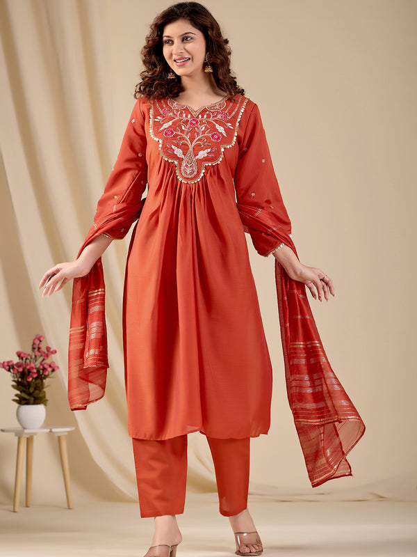 Chanderi Kurti Set with Dupatta