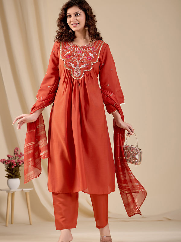 Chanderi Kurti Set with Dupatta