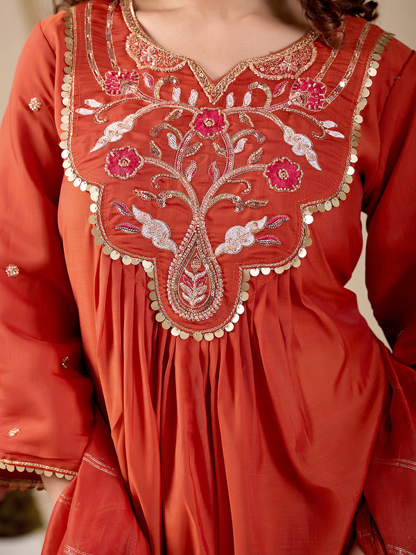 Chanderi Kurti Set with Dupatta
